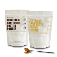 Functional Bone Broth Protein Bundle + FREE Spoon - Chocolate & Salted Caramel (2 Pack)