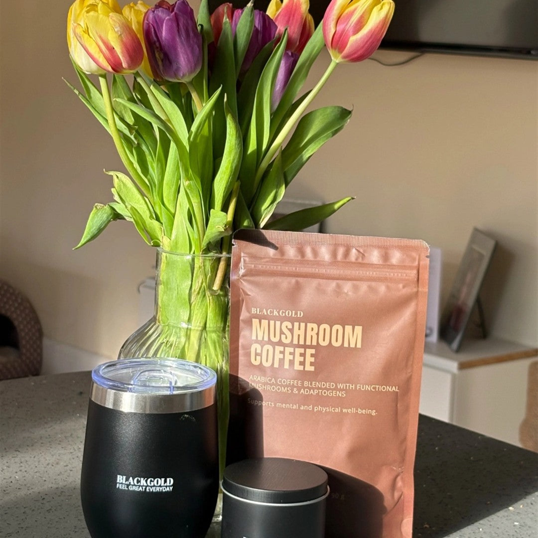 Blackgold Coffee + 2 Free Mushroom Gummies + Free Spoon