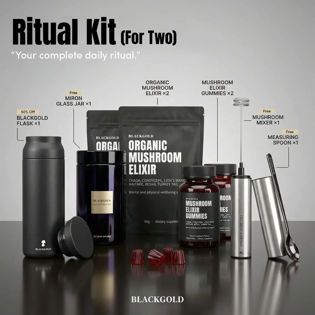 Elixir 18 Organic Mushroom Elixir Extract - Ritual Set – Blackgold Elixir NZ